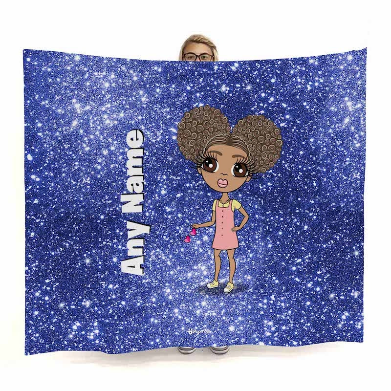 Girls Blue Glitter Effect Fleece Blanket - Image 1