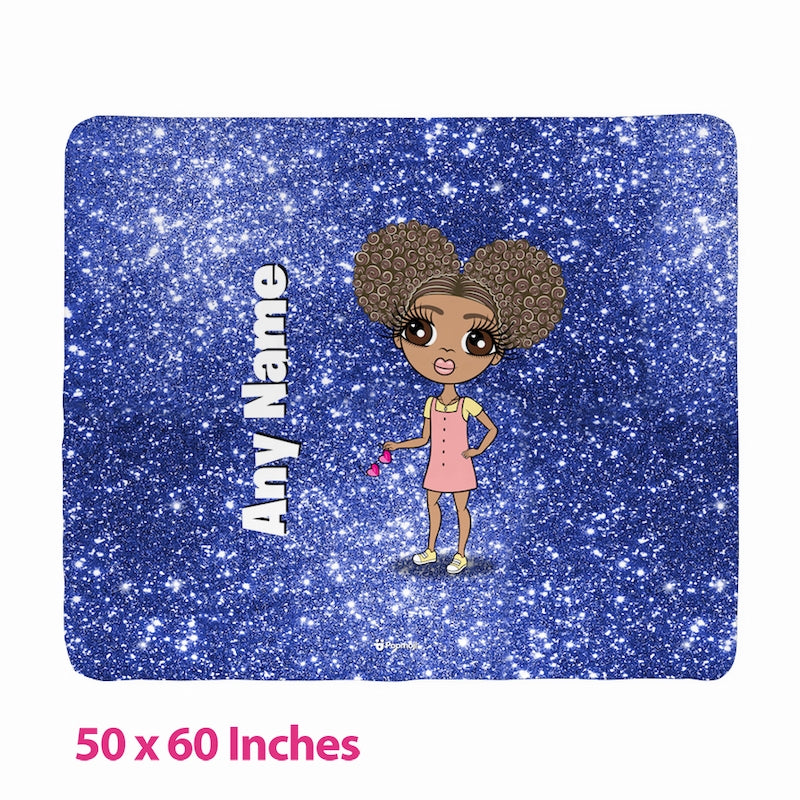 Girls Blue Glitter Effect Fleece Blanket - Image 3