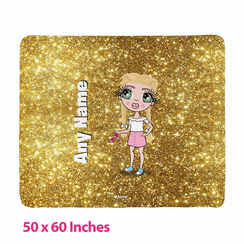 Girls Gold Glitter Effect Fleece Blanket - Image 3