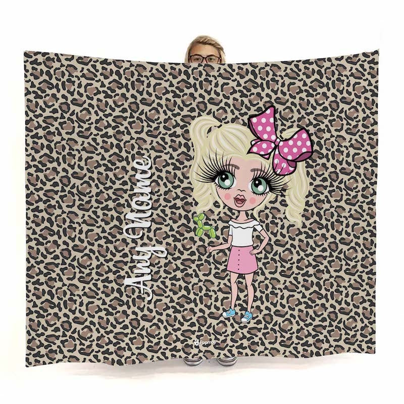 Girls Leopard Print Fleece Blanket - Image 1