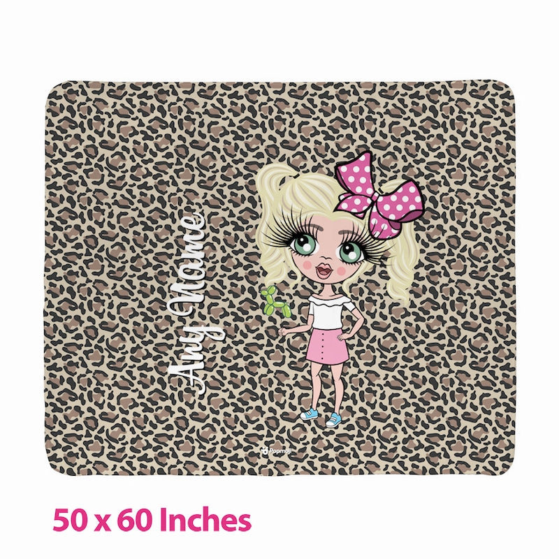 Girls Leopard Print Fleece Blanket - Image 3