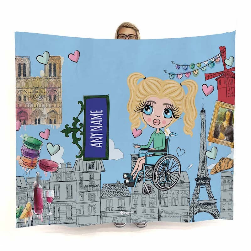 Girls Love Paris Wheelchair Fleece Blanket - Image 1