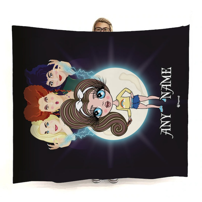 Girls Portrait Mischievous Witches Fleece Blanket - Image 3