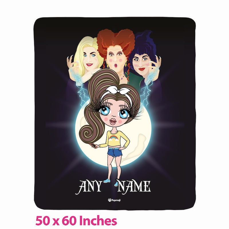 Girls Portrait Mischievous Witches Fleece Blanket - Image 1