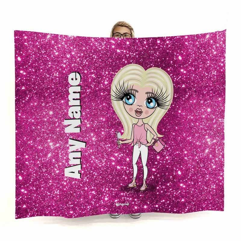 Girls Pink Glitter Effect Fleece Blanket - Image 1