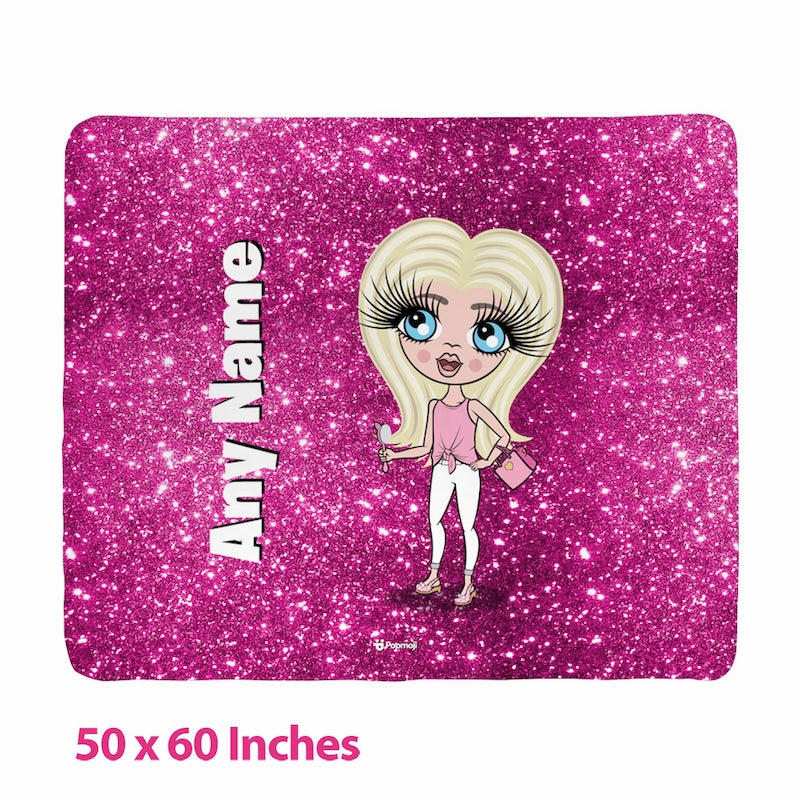 Girls Pink Glitter Effect Fleece Blanket - Image 2