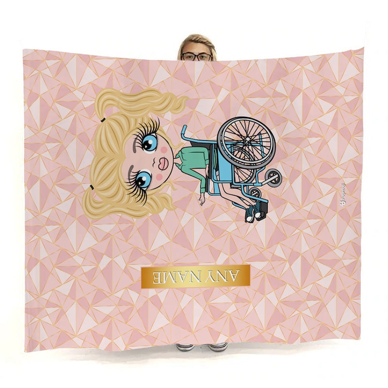 Girls Wheelchair Portrait Geo Print Fleece Blanket - Image 3