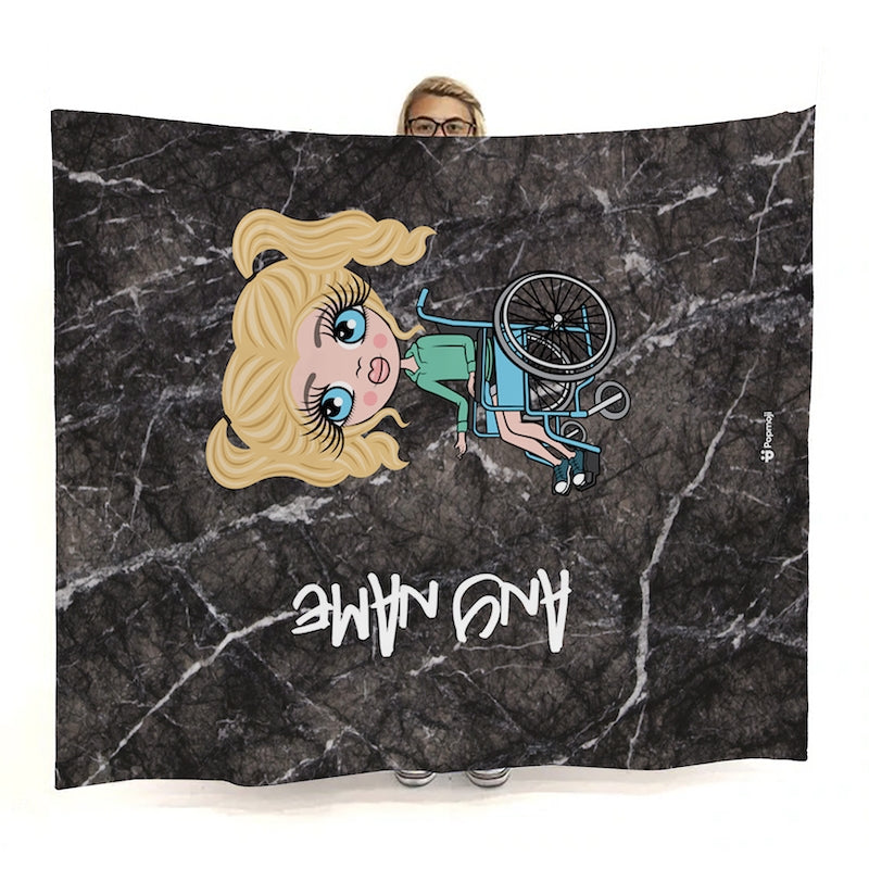 Girls Wheelchair Portrait Marble Fleece Blanket - Image 3