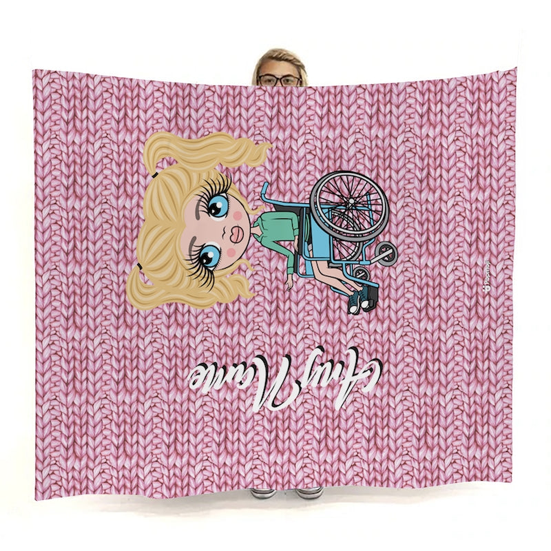 Girls Wheelchair Portrait Wool Effect Fleece Blanket - Image 3