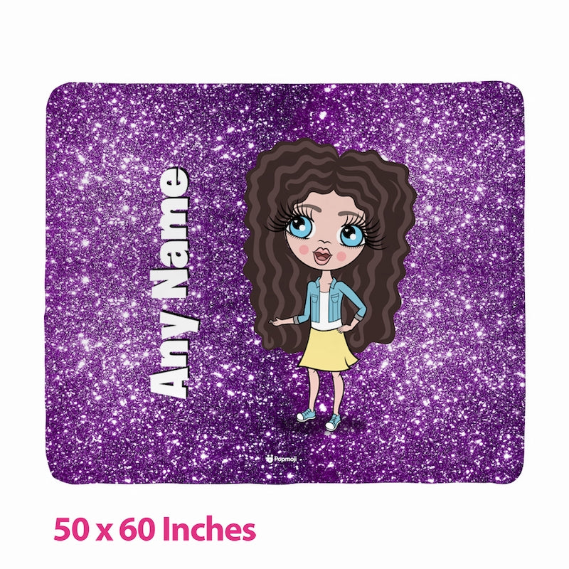 Girls Purple Glitter Effect Fleece Blanket - Image 3