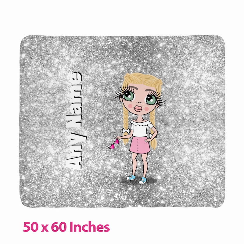 Girls Silver Glitter Effect Fleece Blanket - Image 2