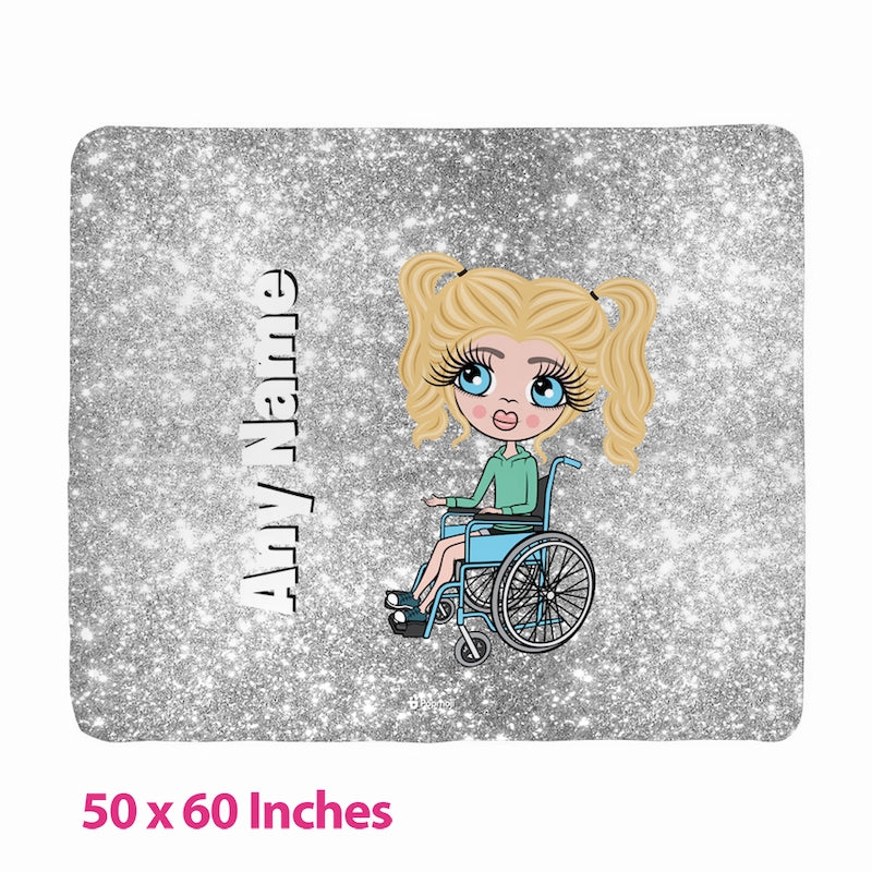 Girls Silver Glitter Effect Wheelchair Fleece Blanket - Image 3