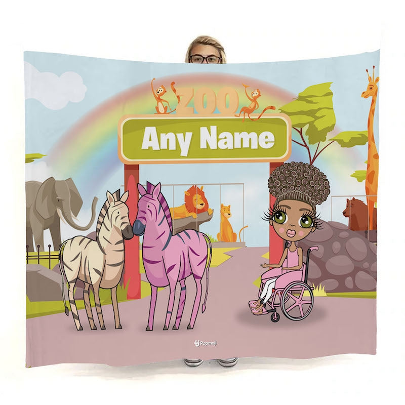 Girls Zoo Wheelchair Fleece Blanket - Image 1