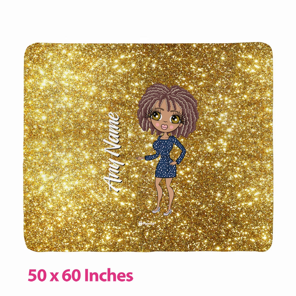 Womens Gold Glitter Effect Fleece Blanket - Image 3