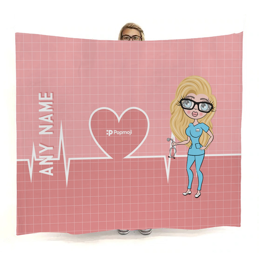 Womens Heart Beat Fleece Blanket - Image 1