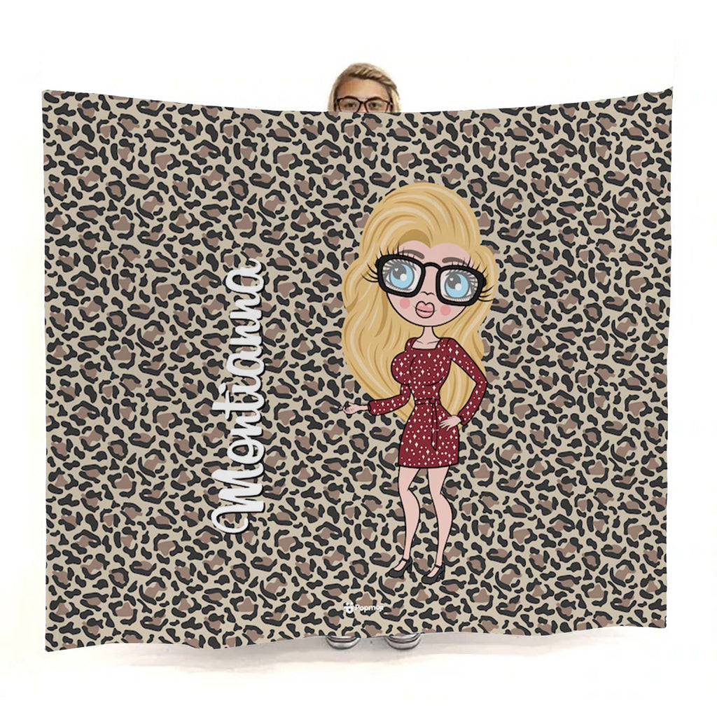 Womens Leopard Print Fleece Blanket - Image 1