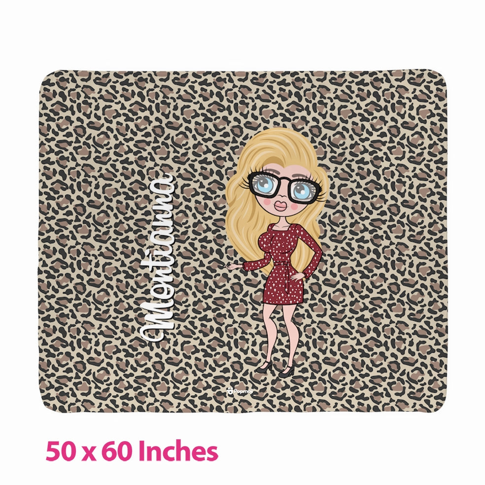 Womens Leopard Print Fleece Blanket - Image 3