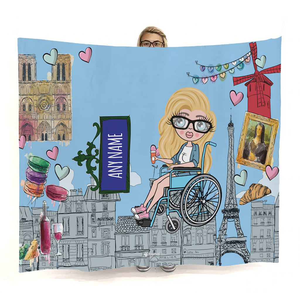 Womens Love Paris Wheelchair Fleece Blanket - Image 1