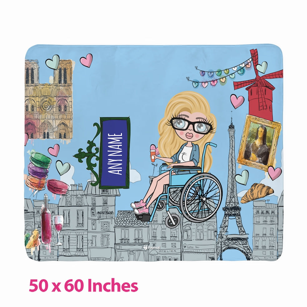 Womens Love Paris Wheelchair Fleece Blanket - Image 3