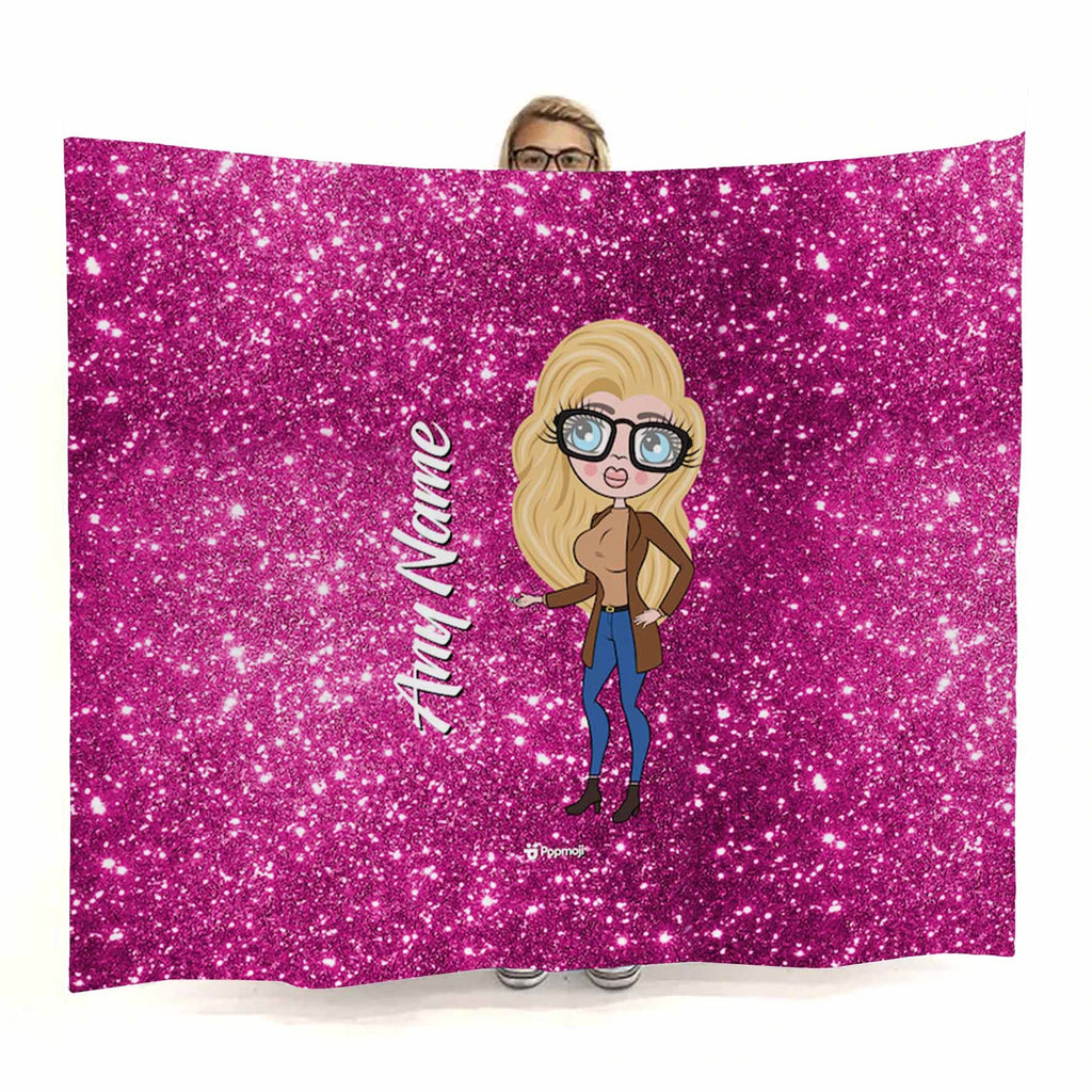 Womens Pink Glitter Effect Fleece Blanket - Image 1