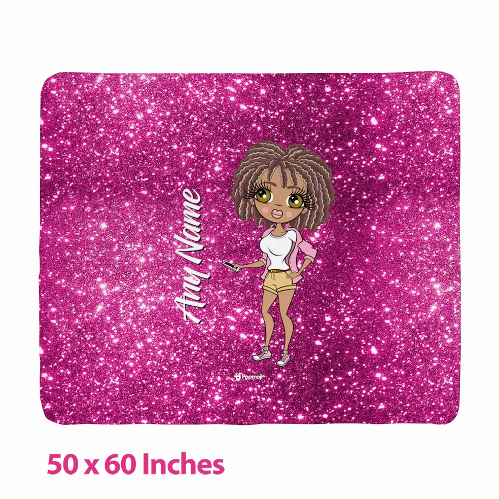 Womens Pink Glitter Effect Fleece Blanket - Image 3