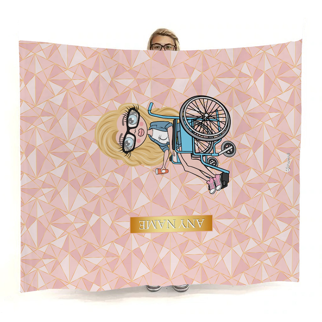 Womens Wheelchair Portrait Geo Print Fleece Blanket - Image 3