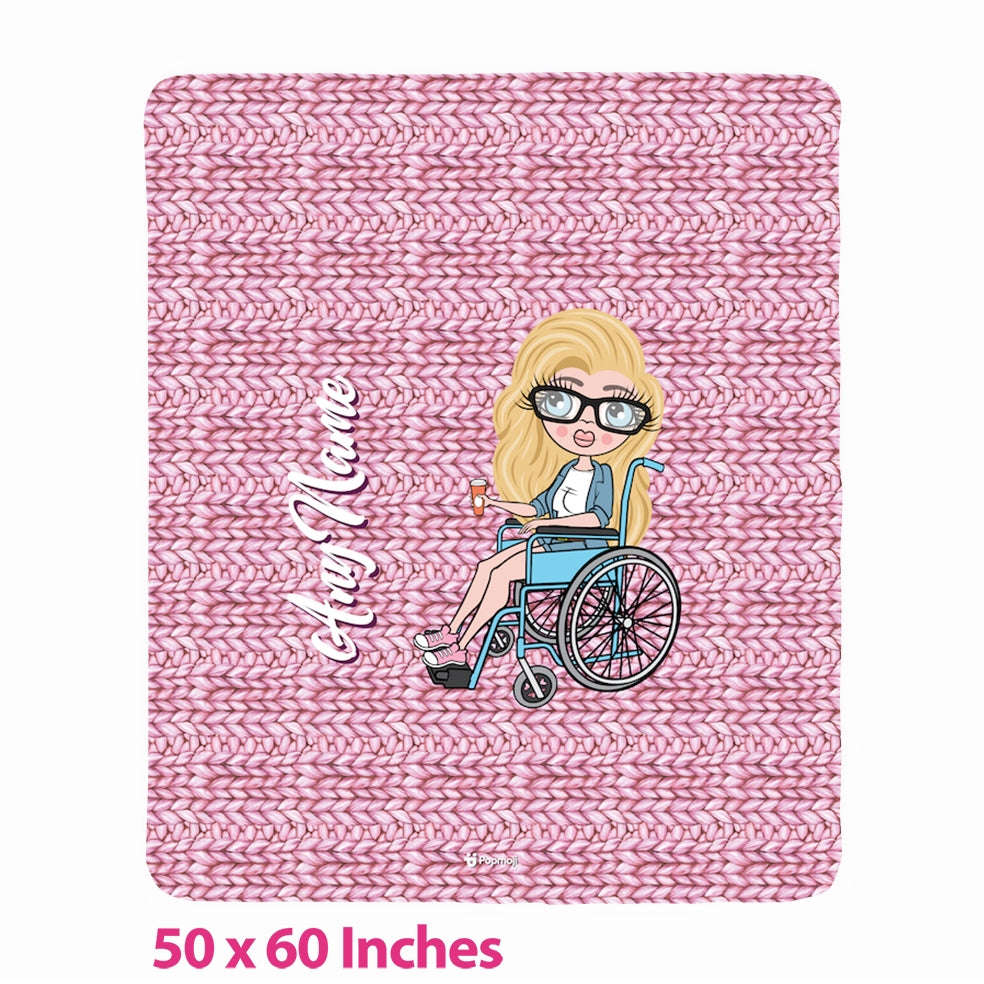 Womens Wheelchair Portrait Wool Effect Fleece Blanket - Image 1