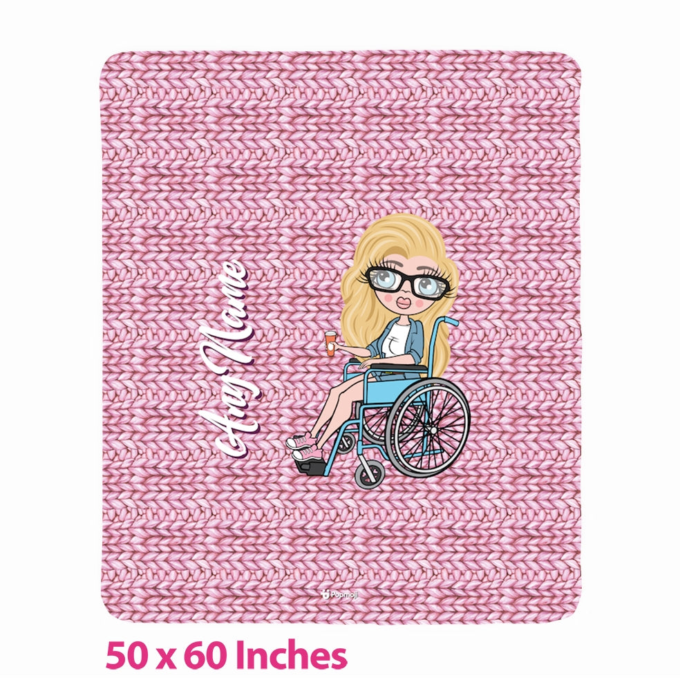 Womens Wheelchair Portrait Wool Effect Fleece Blanket - Image 1