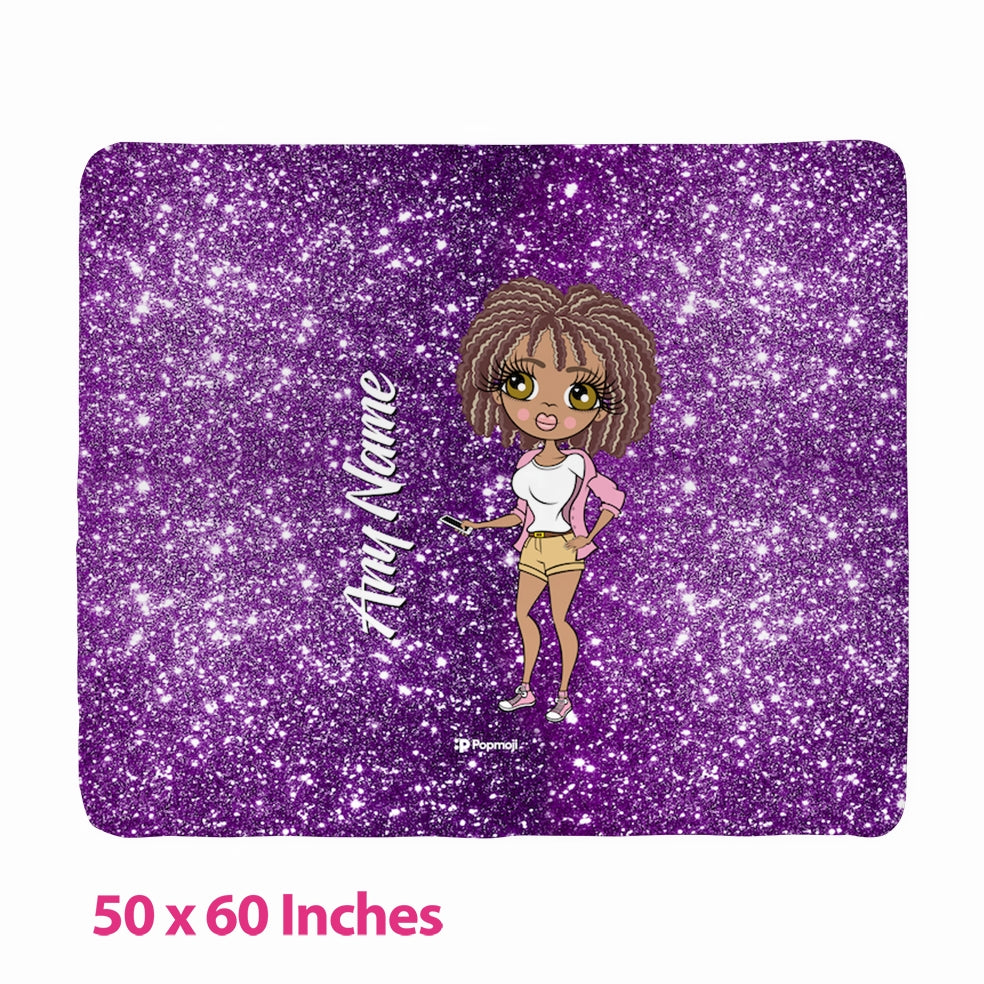 Womens Purple Glitter Effect Fleece Blanket - Image 3