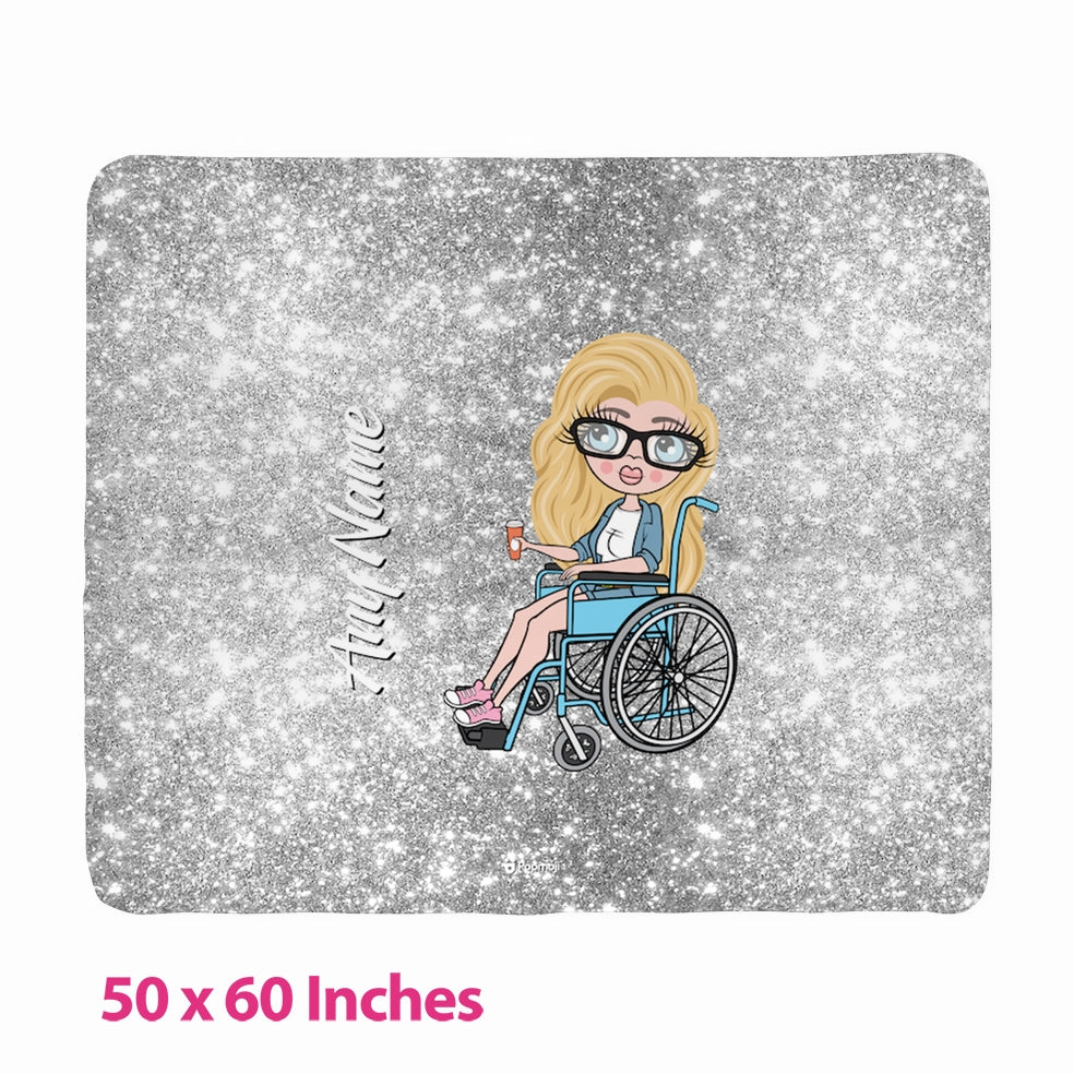 Womens Silver Glitter Effect Wheelchair Fleece Blanket - Image 3