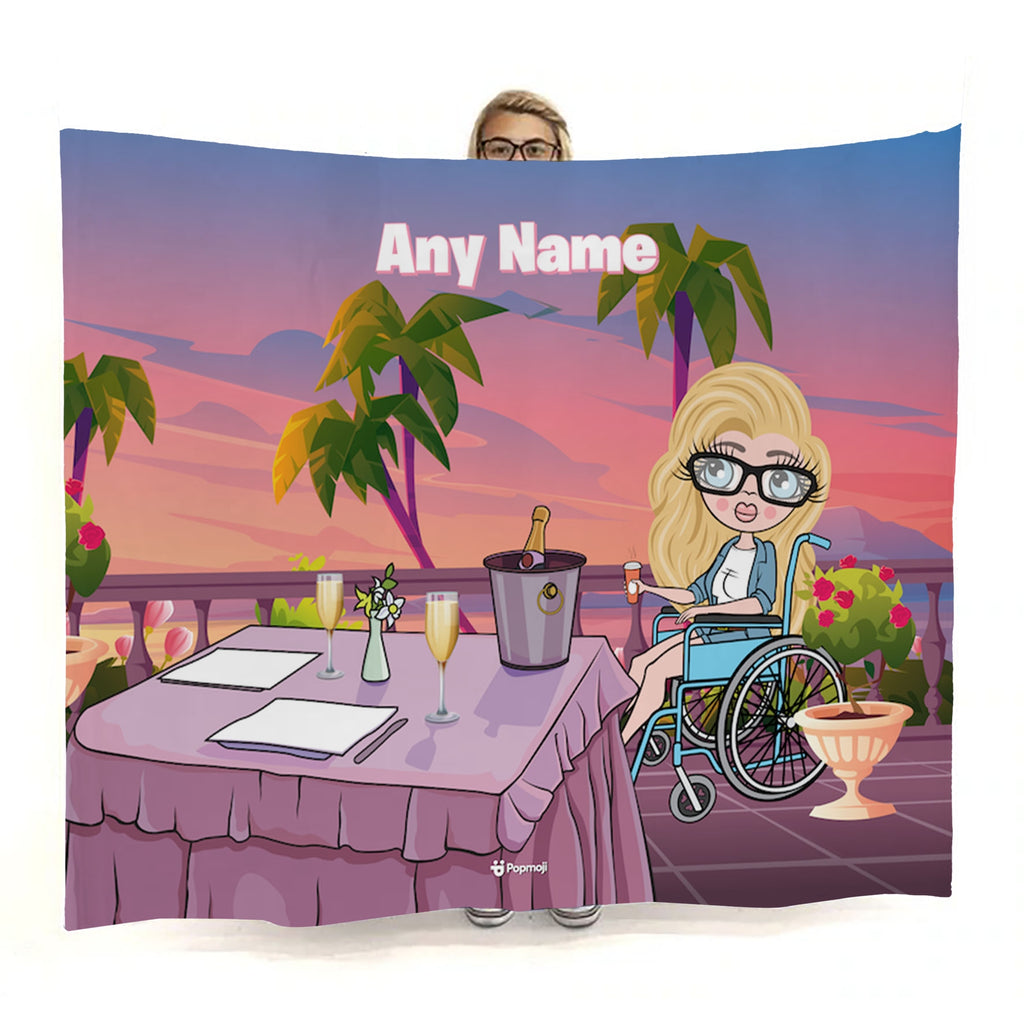 Womens Sunset Meal Wheelchair Fleece Blanket - Image 1