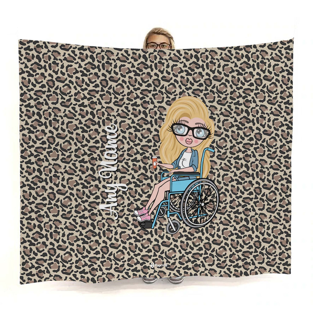 Womens Leopard Print Wheelchair Fleece Blanket - Image 1