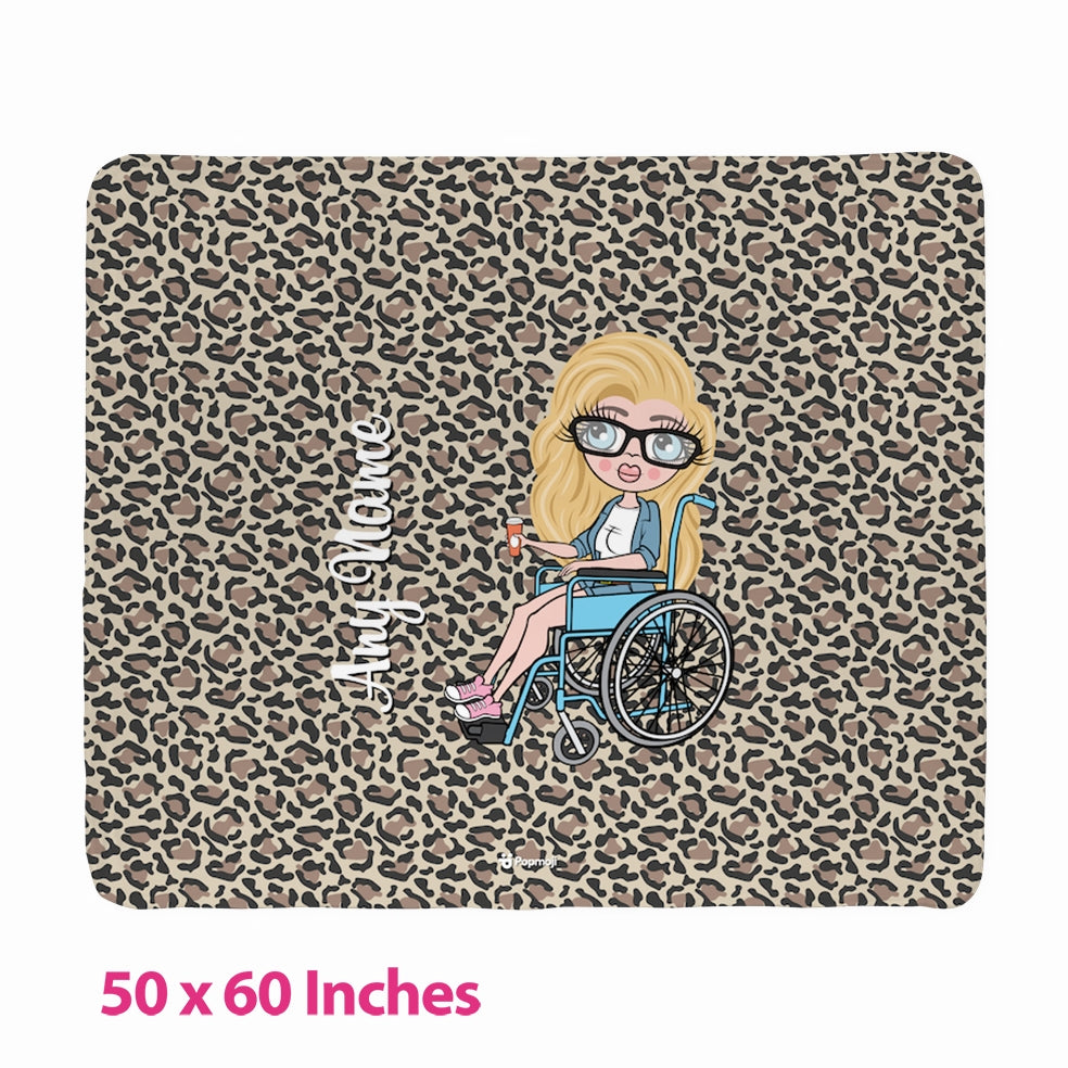 Womens Leopard Print Wheelchair Fleece Blanket - Image 3