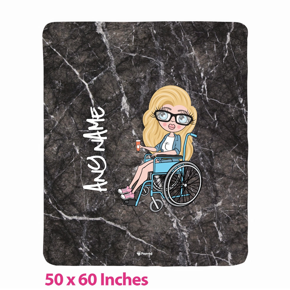 Womens Wheelchair Portrait Marble Fleece Blanket - Image 1