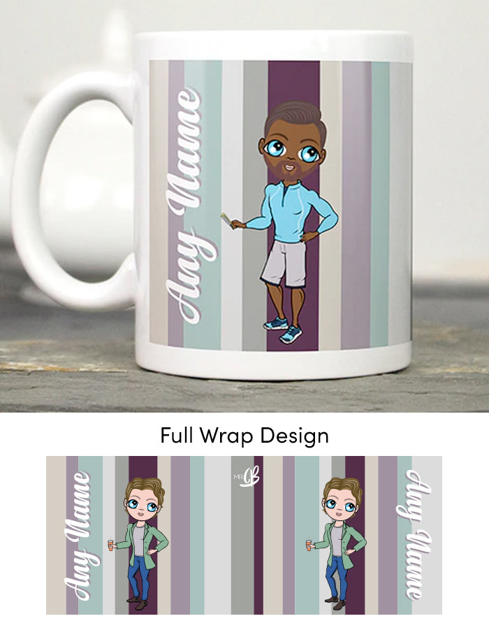 Mens Personalized Coloured Stripe Mug
