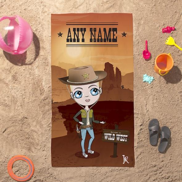 Boys Personalized Cowboy Beach towel