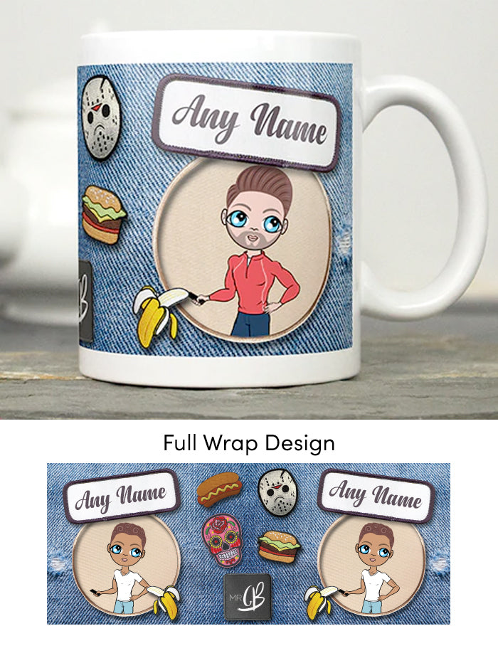 Mens Personalized Denim Effect Mug
