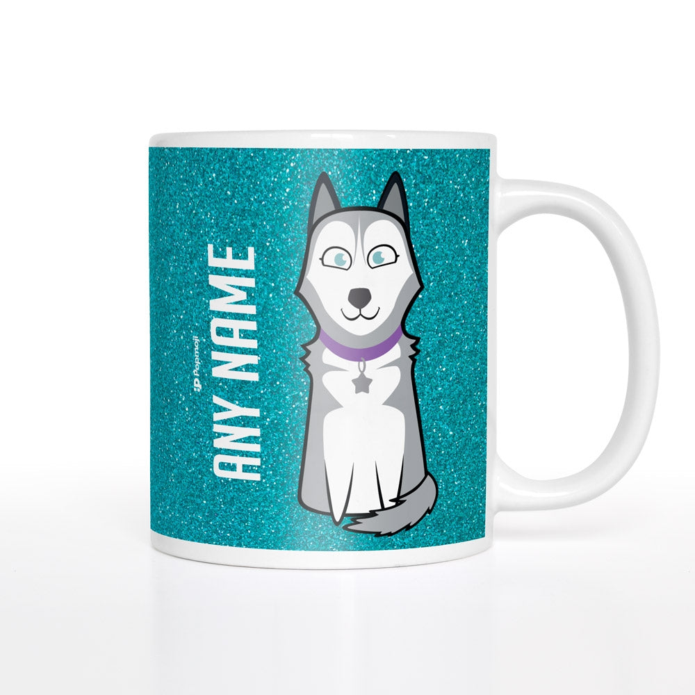 Personalized Dog Blue Glitter Effect Mug - Image 1
