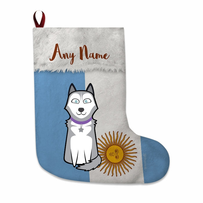 Dogs Personalized Christmas Stocking - Argentinian Flag - Image 1