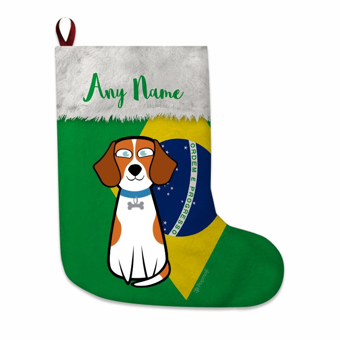 Dogs Personalized Christmas Stocking - Brazilian Flag - Image 2