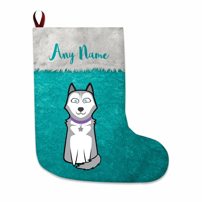Dogs Personalized Christmas Stocking - Classic Light Blue - Image 1