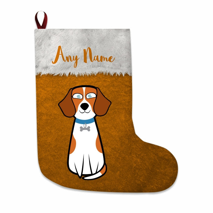 Dogs Personalized Christmas Stocking - Classic Orange - Image 1
