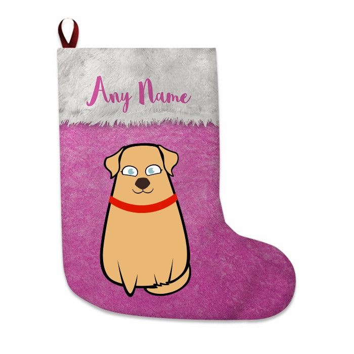 Dogs Personalized Christmas Stocking - Classic Pink - Image 2