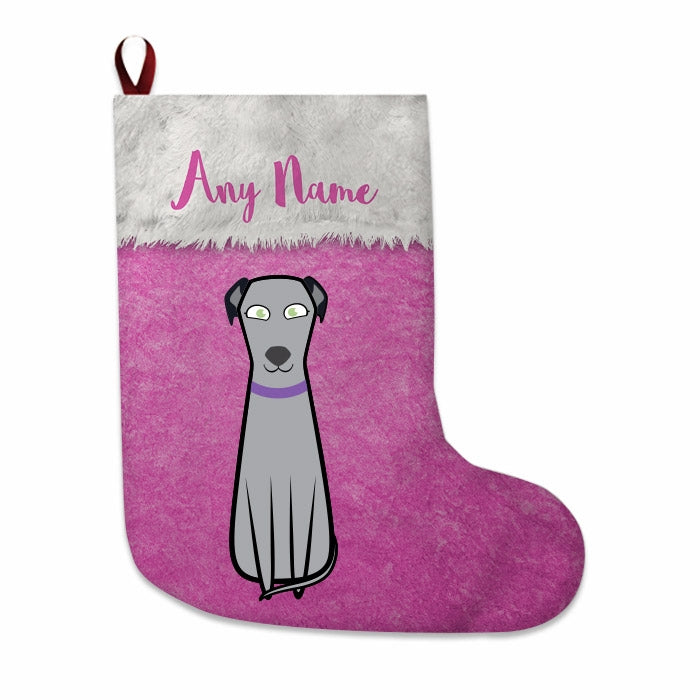 Dogs Personalized Christmas Stocking - Classic Pink - Image 1