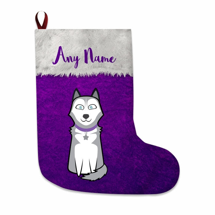 Dogs Personalized Christmas Stocking - Classic Purple - Image 1