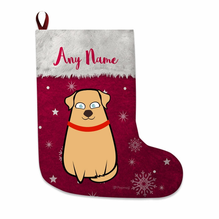 Dogs Personalized Christmas Stocking - Classic Red Snowflake - Image 2