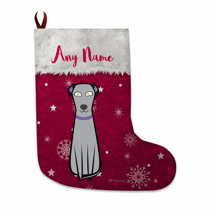 Dogs Personalized Christmas Stocking - Classic Red Snowflake - Image 1