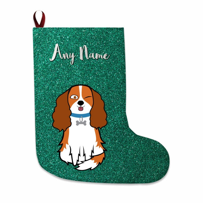 Dogs Personalized Christmas Stocking - Green Glitter - Image 2