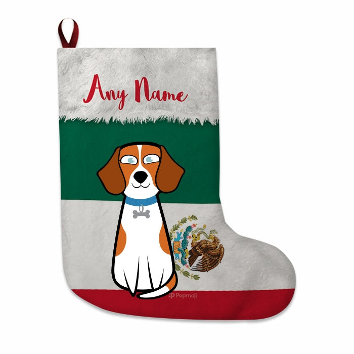 Dogs Personalized Christmas Stocking - Mexican Flag - Image 1