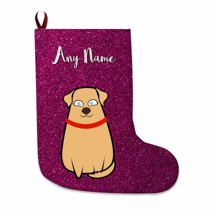 Dogs Personalized Christmas Stocking - Pink Glitter - Image 1